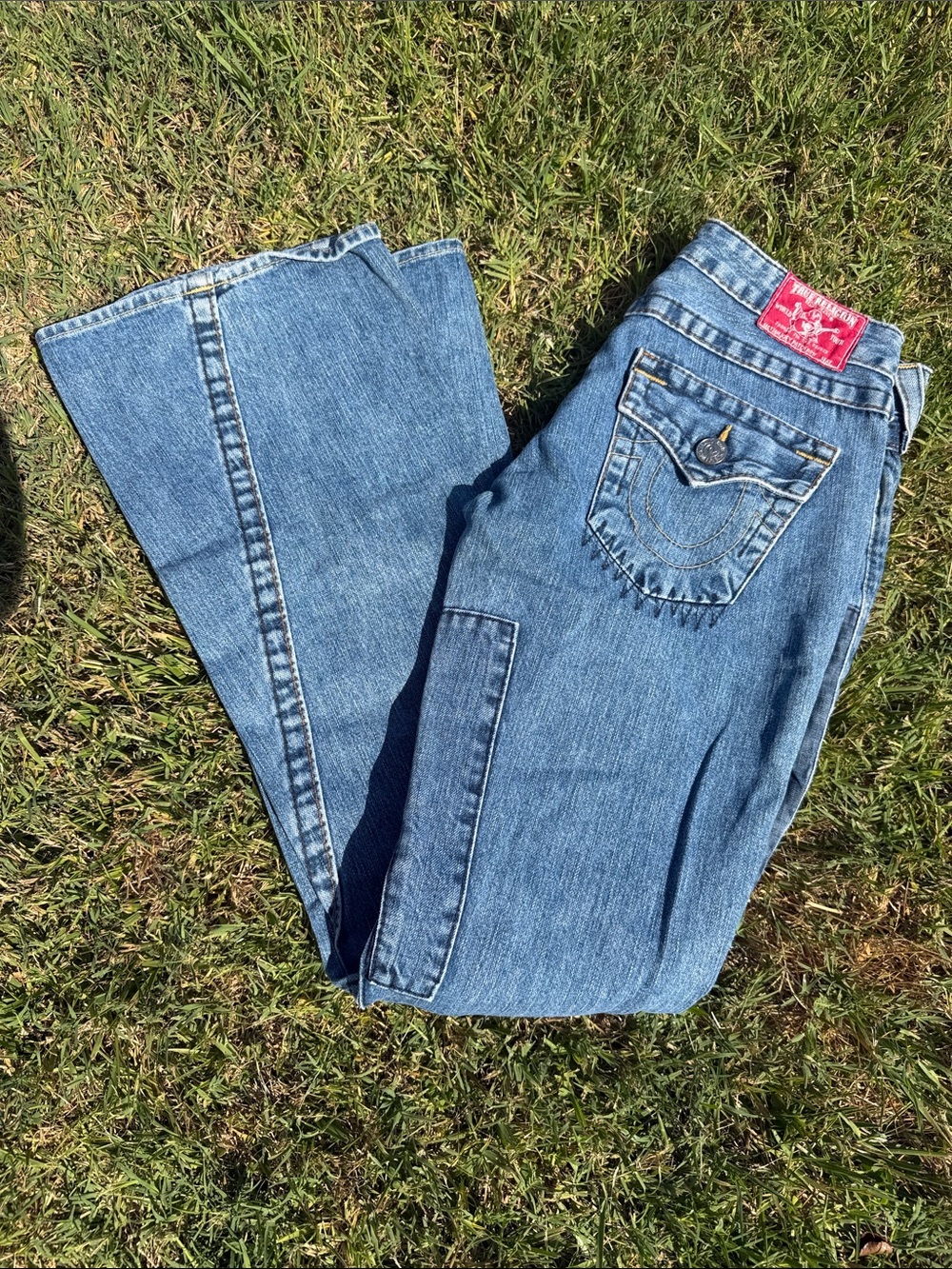 True Religion Blue Women's Jeans with patch Pocket Detail